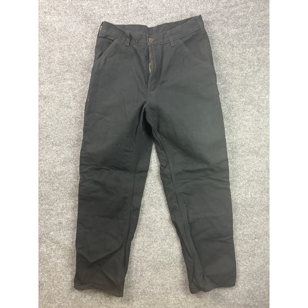 Carhartt Flannel Lined Work Pants Mens 32x32 Black Loose Fit B111-BLK